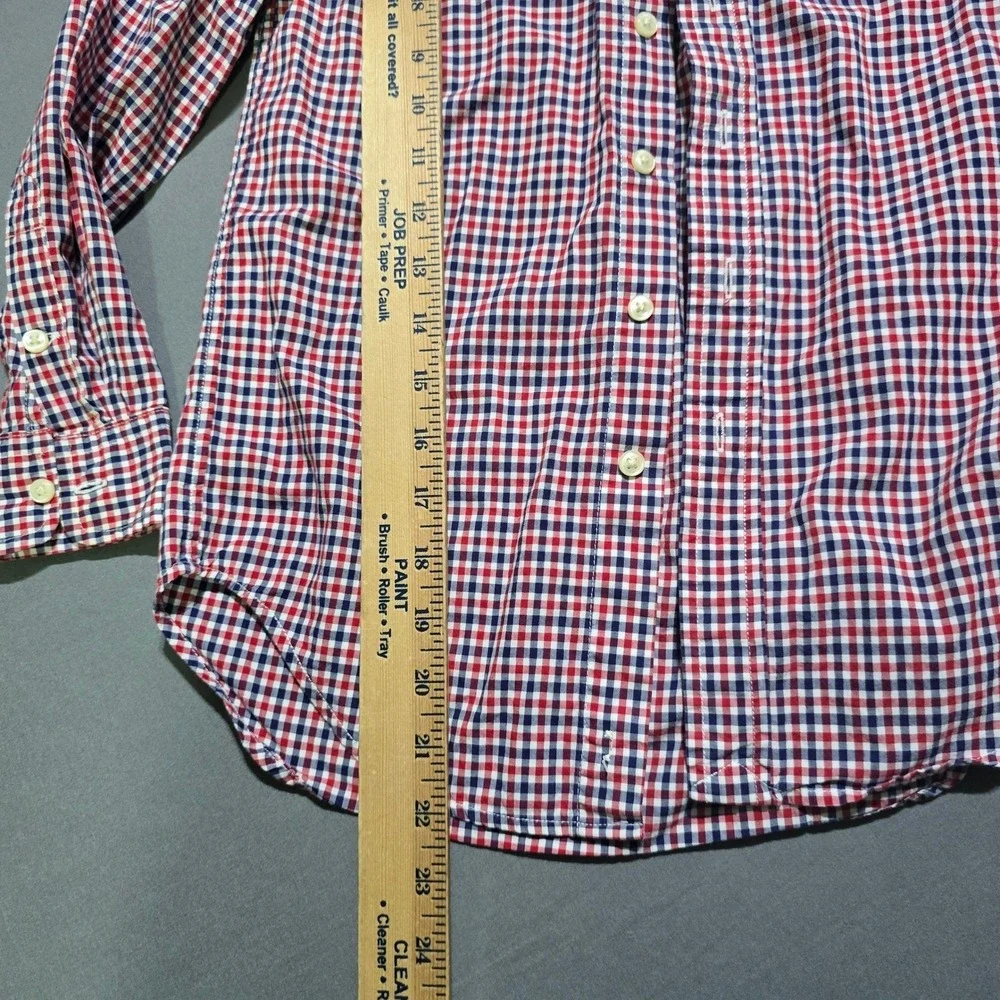 Ralph Lauren Button Down Shirt Kids small (8) Red White Blue Gingham Check Pony